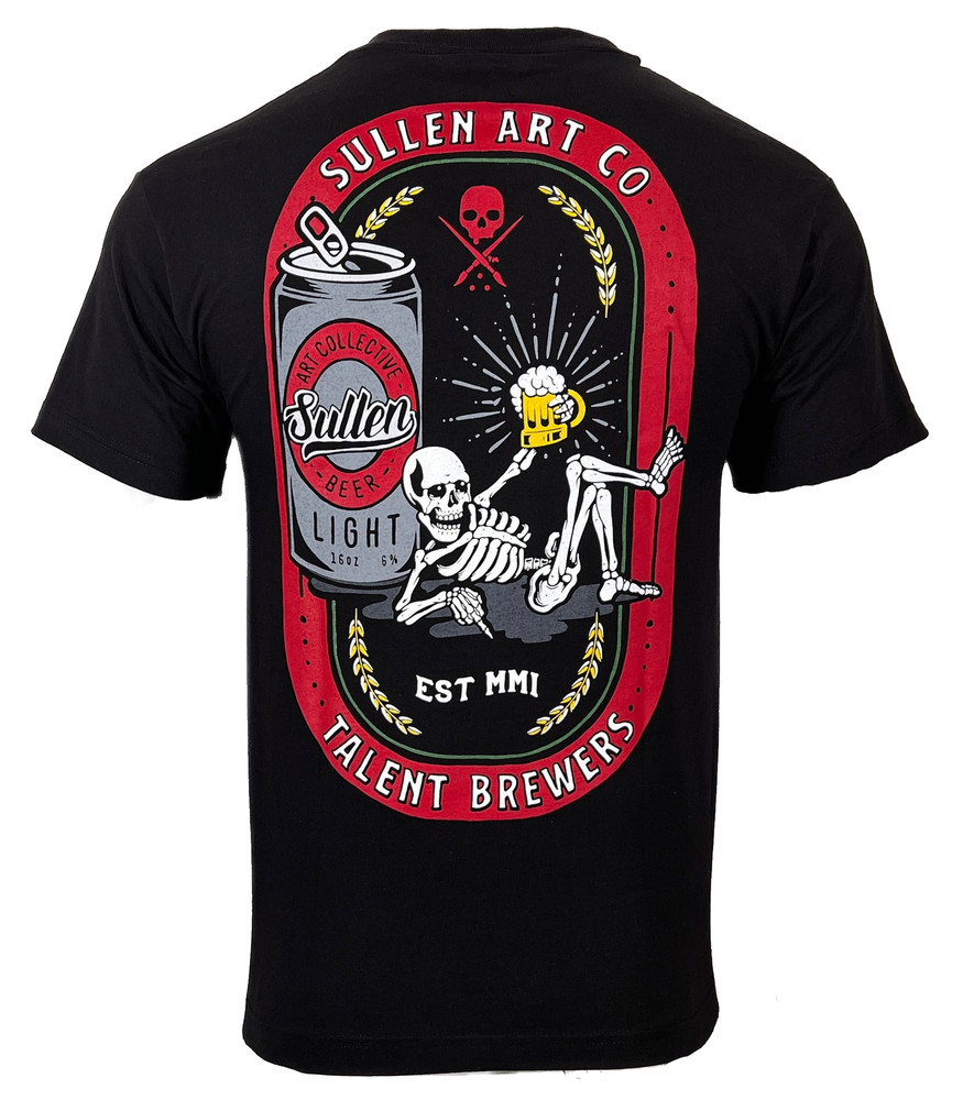Sullen Men’s T-shirt TALENT BREWERS Jet Black Tee Tattoo Skull Premium Quality