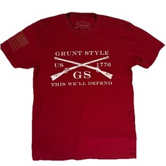 Grunt Style 1776 This We’ll Defend Red Graphic T Shirt USA Flag Men’s Large