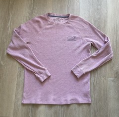 Vineyard Vines Thermal Shirt Men Pink Waffle Knit Stretch Whale Logo Small
