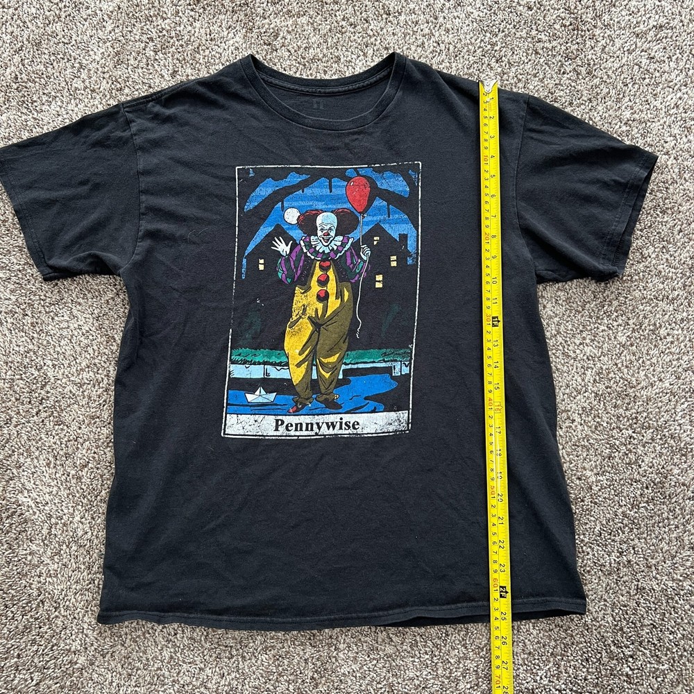 Pennywise Shirt Men’s Large Black Fade Horror Clown Card Float Balloon