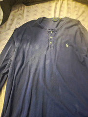 Polo Ralph Lauren Blue Cotton Knit Long Sleeve Henley T-Shirt Men’s 2XL