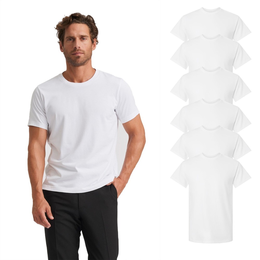Gildan Men’s Ultra Cotton T-Shirt 6-Pack White S-5XL, Casual Crew Neck Tee Bulk