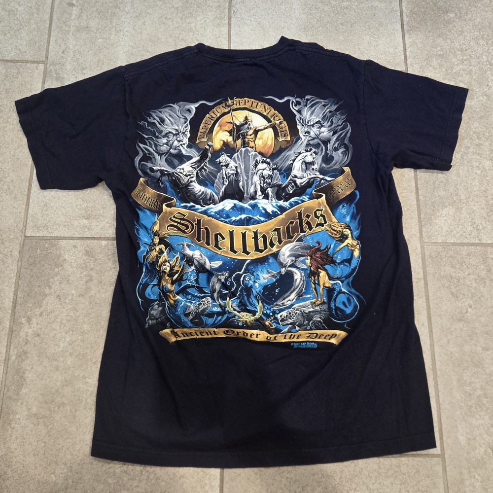 7.62 Design Apparel T Shirt Sz M Navy Military Neptune Shellbacks Streetwear