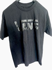 VANS T-Shirt Mens Sz L Short Sleeve Glossy Logo Tee Classic Black On Black Gym