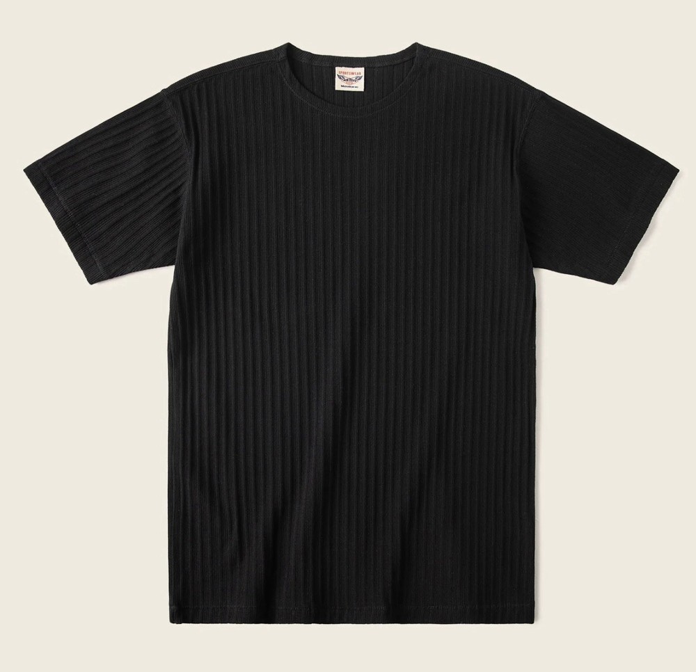 1950s Ribbed Cotton-Spandex Blend T-Shirt – Black Non Stock Mfg. Co. XL