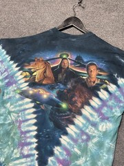 Vintage Star Wars Liquid Blue Shirt Mens XL Blue Tie Dye Jar Jar Graphic Tee