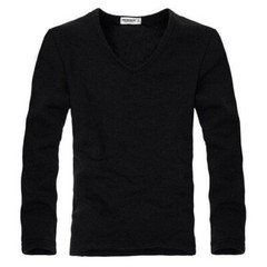 Men’s Casual Workout V Neck Long Sleeve Fleece Top Slim Fit Warm T-Shirt Tee US