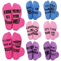 8 Pairs Valentine Book Club Fuzzy Warm Reading Theme Socks Gift For Women