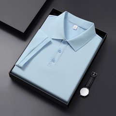 New men’s casual pure-color POLO shirt, suitable for daily commuting, featur