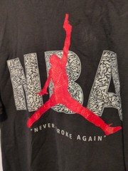 Vintage Nike Jordan Jump Shirt Embroidered Border Size Large Black & White