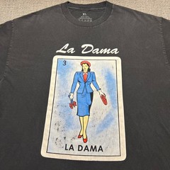 La Dama Loteria Card T Shirt Mens XL Black Graphic Tee Made in USA Cotton XL