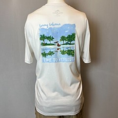 Tommy Bahama Shirt Mens Extra Large 2XL White Short Sleeve Beach Chair Reflect