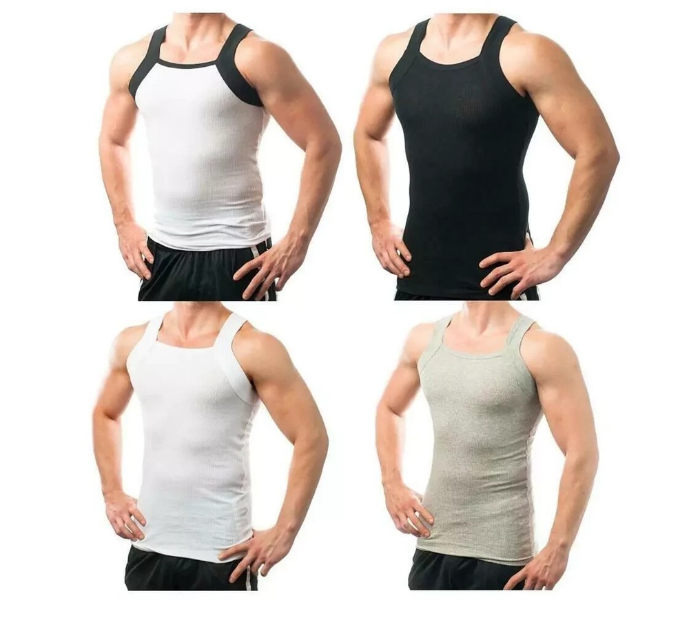 Different Touch Men’s G-Unit Ribbed Tank Top A Shirt Tank Square Cut 4 pk. M-3X