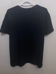 Mida Undici Italy Men’s Large Black Textured T-Shirt Short Sleeve Crew Neck NWT