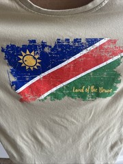 Wild Style Namibia Distressed Flag Men’s Sz Large Tan T-Shirt Land of the Brave