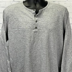 Vince Henley T Shirt Long Sleeve Cotton Heathered Gray Mens XL X-Large