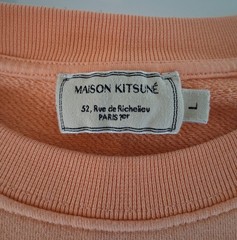 MAISON KITSUNE Tri-color Fox Patch Adult Large Sweatshirt Orange