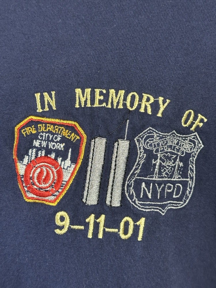 Vintage 9-11 Twin Towers NYPD FDNY T-Shirt Delta Pro Weight Men’s XL Made in USA