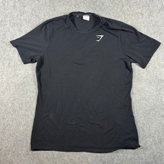 Gymshark T-Shirt Men XL Black GMST4546 Graphic Back Logo Athletic Stretch Tee