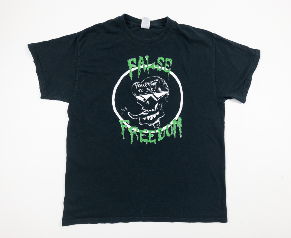 Skull Skateboarding Shirt Adult Large Black Short Sleeve False Freedom Tee