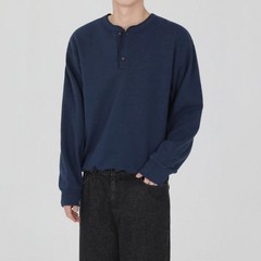 Henry Collar Hoodie Men Fashion Autumn New Loose Pullover Top