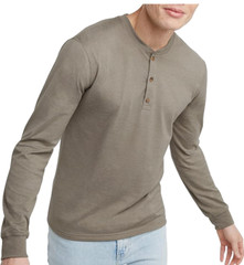Hanes Comfortblend Originals T-Shirt, Long Sleeve Cotton Henley for Men-SMALL