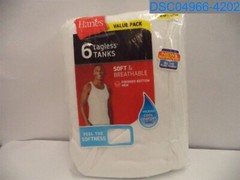 Qty=1 (1 Pack of 6): Hanes: Men’s Large White Tagless Tanks 043935516277