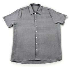 Men’s 4XL Gray Textured Fabric Shorts Sleeve T-shirt Soft Corrugated Stretch