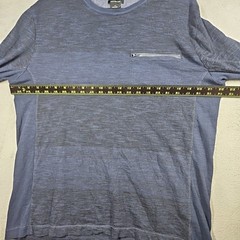 Calvin Klein Zipper Pocket Long Slv Shirt Dark Blue Black Marled Striped Sz L