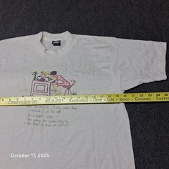 Vintage Novelty Funny Old Person Work T Shirt Size Large White Screen Stars