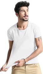 Men’s Elastic Slim Fit Crew-Neck T-Shirt Casual Solid Short Sleeve Tee White M