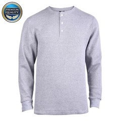 New Men Thermal Henley Shirt T-shirts Long Sleeve Cotton Pullover Three Buttons