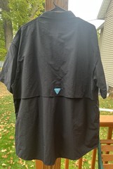 Tuna Mens Sz 2XL Soild Black Vented Short Sleeved Fishing Shirt