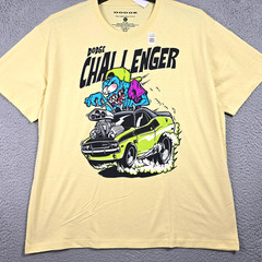 Ratfink Dodge Challenger Shirt Mens XL Yellow Mopar American Muscle Car NWT