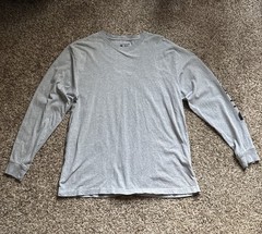 Carhartt Long Sleeve Logo Graphic Shirt Gray Size L Loose Fit TK0231-M Workwear