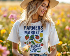 Farmers Market T-Shirt Fresh & Local Organic Produce Graphic Tee Unisex A67