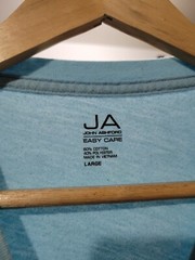 John Ashford T-Shirt Men’s Large Teal Blue Easy Care V-Neck Short Sleeve