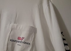 Vineyard Vines Texas Whale Pocket Graphic T-Shirt White Men’s M Crew Neck LS