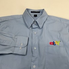 Vintage EBAY Button Down Shirt Promo Logo Embroidered Men’s XL Blue As-is
