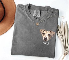 Custom Pet Portrait Comfort Tee Personalized Dog Cat Photo Shirt Gift
