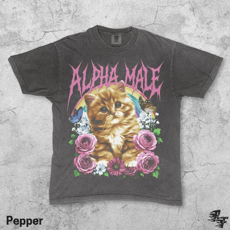 Alpha Male Funny Kitten Ironic Comfort Tee Cat Lover Gift