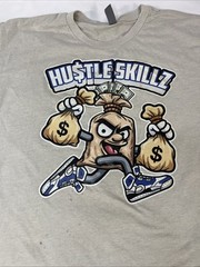 Hustle Gang Hustle Skillz Mens L Iron-On Money Bag Logo Graphic T-shirt