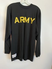 Military Army 3 Piece Set Physical Fitness Uniform 2 Shirts/1 Bag Black Large