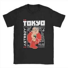 Astroboy Cartoon T Shirts Atom Manga Men Cotton Casual T-Shirt Crewneck Childhoo