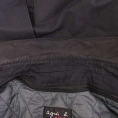 Agnes b Homme Stainless Steel Collar Coat Long Black with Liner