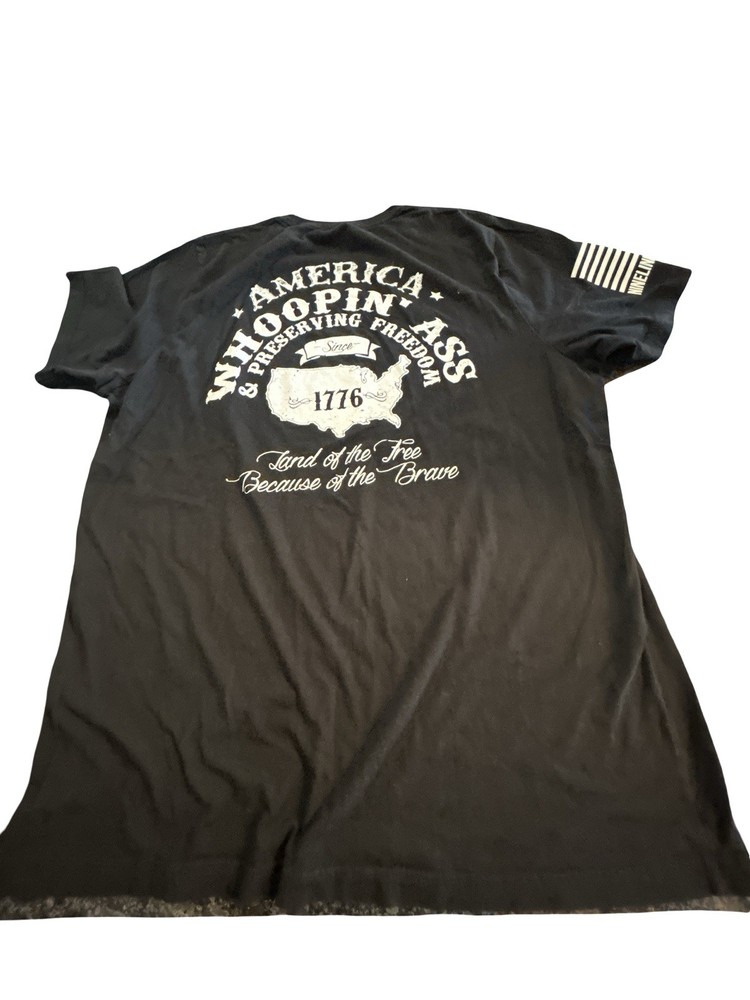 Nine Line Apparel Patriotic America Whoopin’ Ass Graphic T-Shirt Black Military