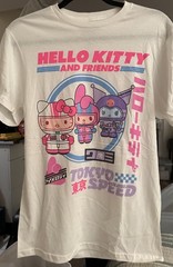 Hello Kitty Tokyo Speed Graphic White Cotton unisex T-Shirt My Melody Kuromi M