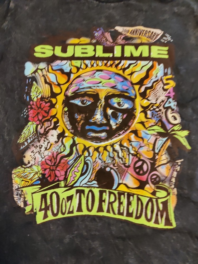 Men’s Sublime 30th Anniversary 40 oz To Freedom Graphic T-Shirt Black S NWT