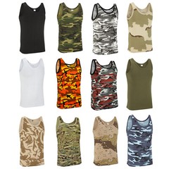 Army Vest Military Combat US Singlet Sleeveless Fancy Dress Tank Top Olive Green