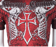 Xtreme Couture Affliction Men’s T-Shirt AFTERSHOCK Skull Red Tattoo Biker M-3XL